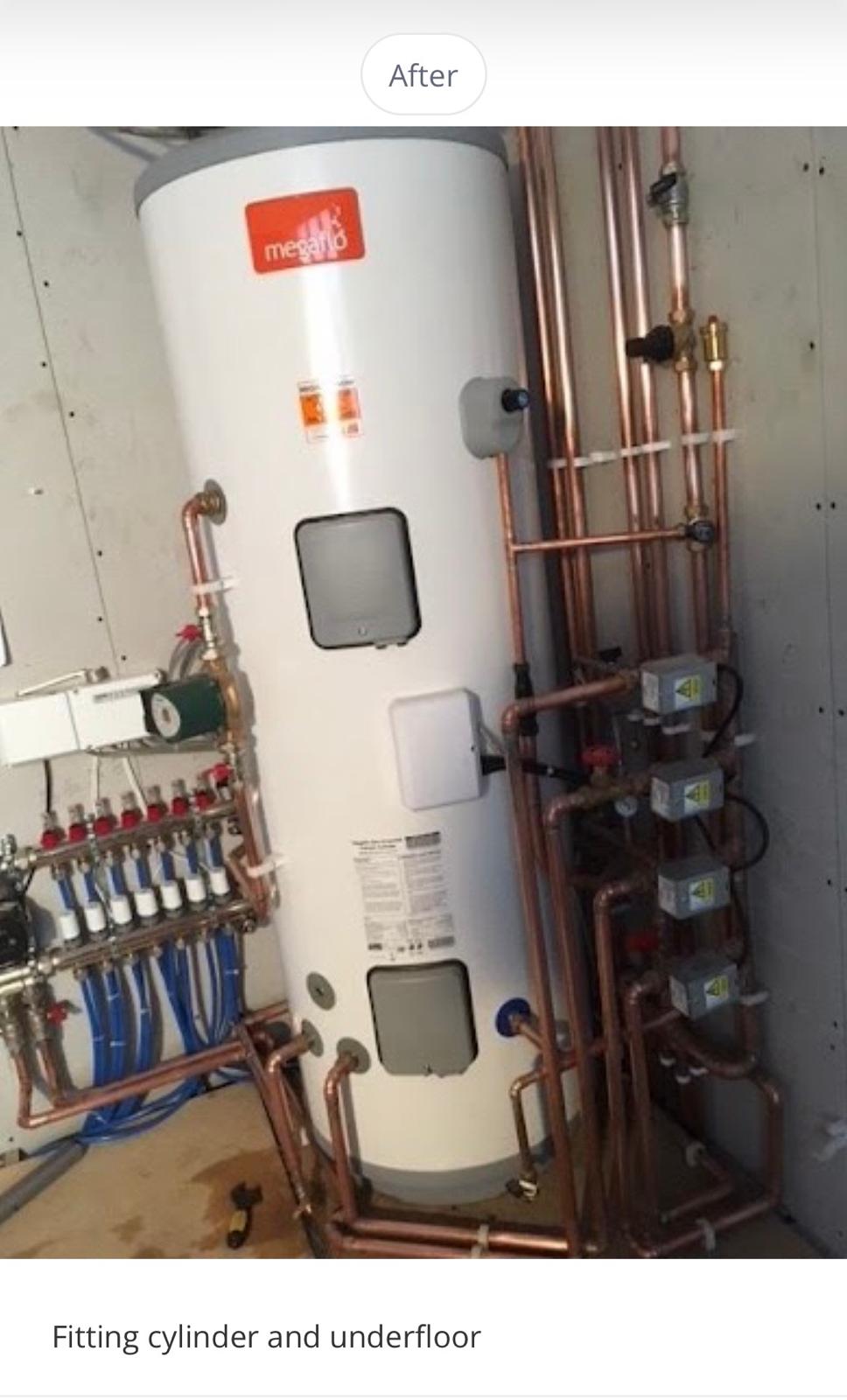 After: new hot water cylinder and underfloor system