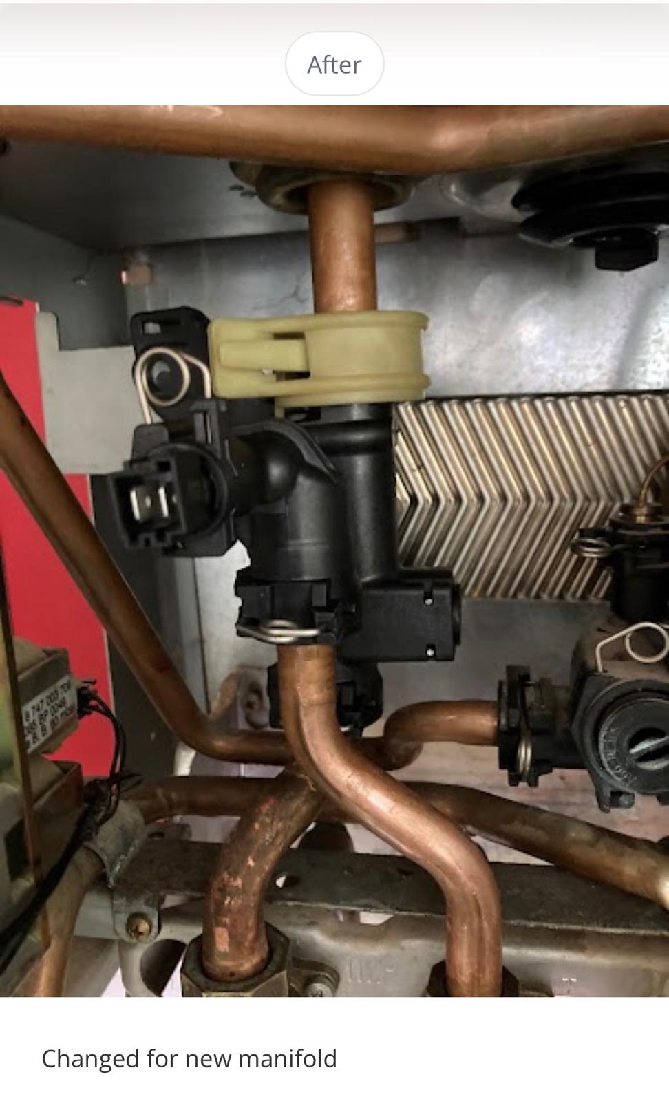 After: boiler manifold replaced